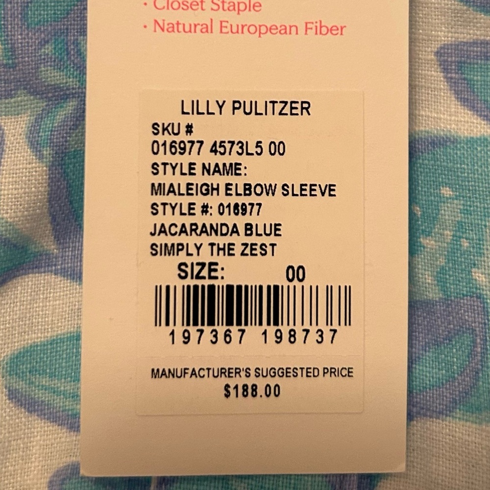 Lilly Pulitzler Mialeigh Elbow Sleeve Linen Dress Blue Simply The Zest Size 00 - Picture 10 of 10